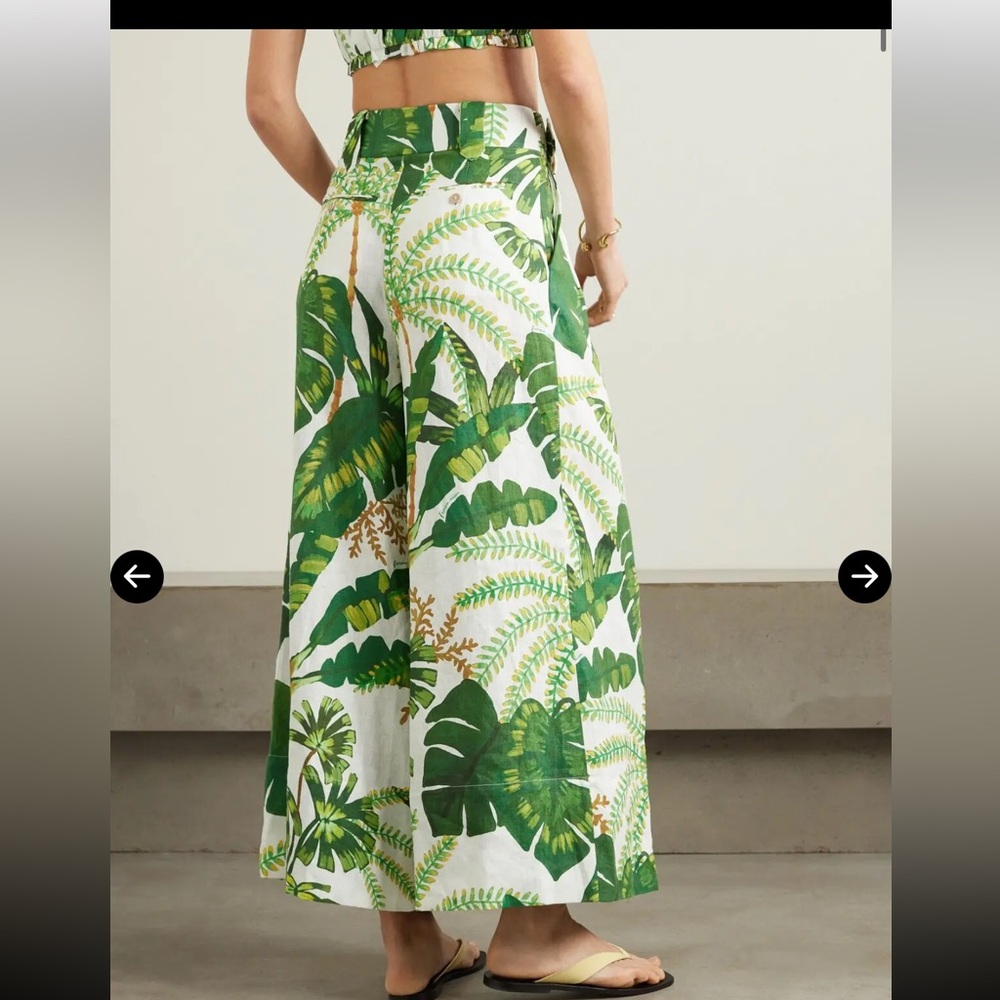 Farm Rio Tropical Forest wide leg linen pants NWT’s sz M